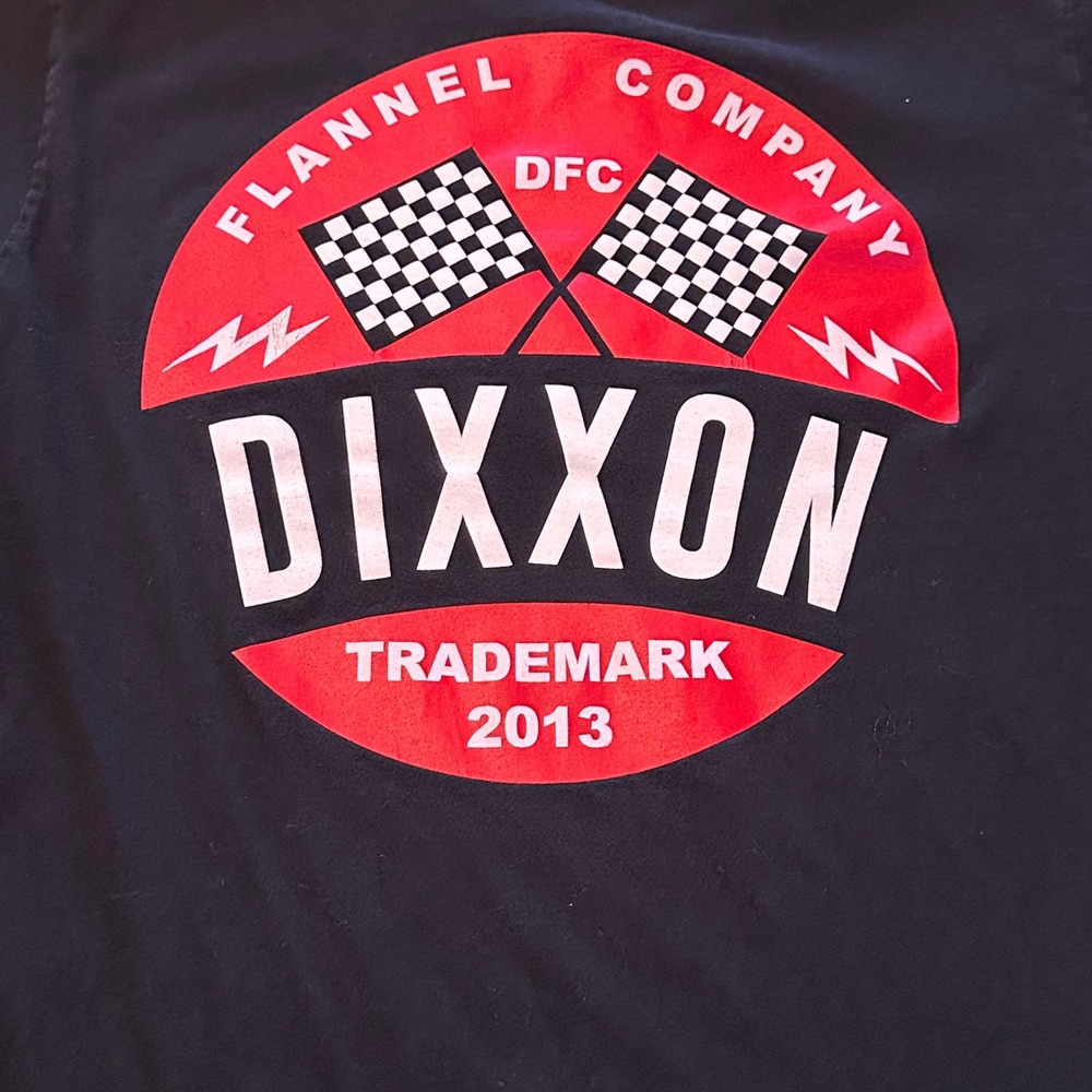 Dixxon Flannel Co‎ Mens L Black Long Sleeve Graphic T-Shirt Checkered Flag Large - Picture 9 of 9